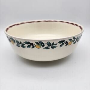 Vintage Disney Serving Dish Pasta Fruit Bread Bowl 9" Pear Holly Trim Stonewear